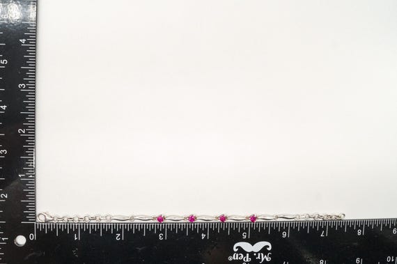 Vintage Ruby Hearts Sterling Silver Bracelet - image 10