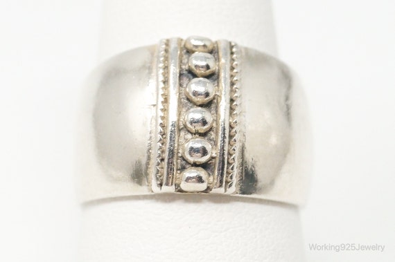 Vintage Thailand Sterling Silver Wide Ring - Size… - image 1