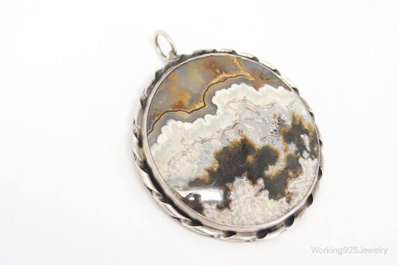 Vintage Large Crazy Lace Agate Sterling Silver Ne… - image 4