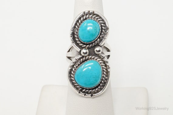Vintage Native American Turquoise Unsigned Sterli… - image 2