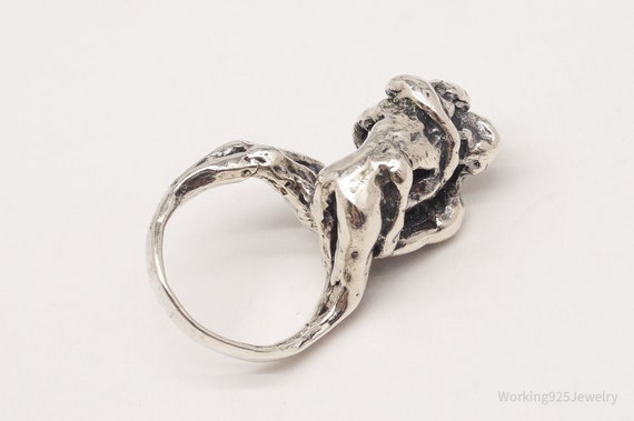 Vintage Lovers Brutalist Style Sterling Silver Ri… - image 5