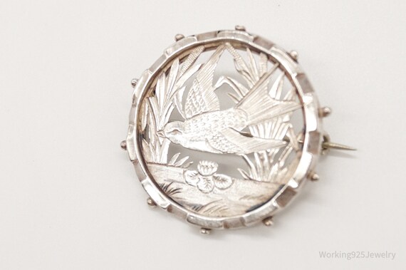 Antique Bird Standard Silver Sweetheart Love Pin … - image 4
