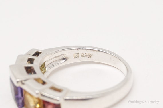 Vintage Art Deco Multi Gem Sterling Silver Ring -… - image 5