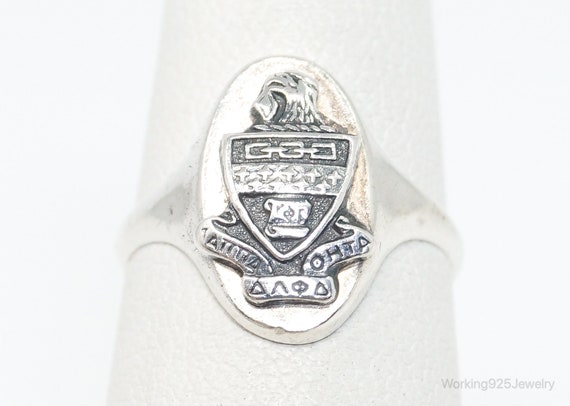 Vintage Rare College Ring Sterling Silver - Size 4 - image 1