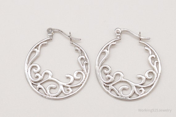 Vintage Art Nouveau Vines Sterling Silver Earrings - image 2