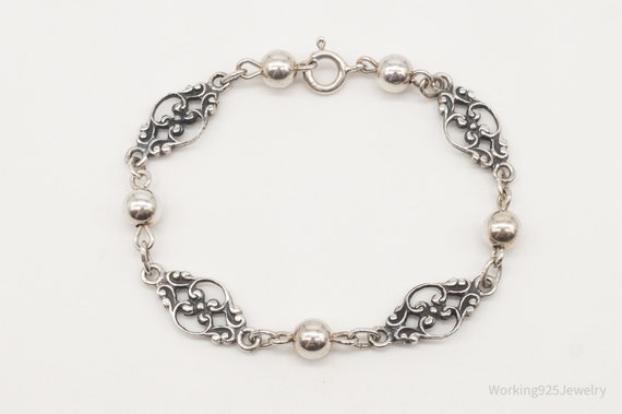 Vintage Art Nouveau Style Sterling Silver Bracelet - image 4