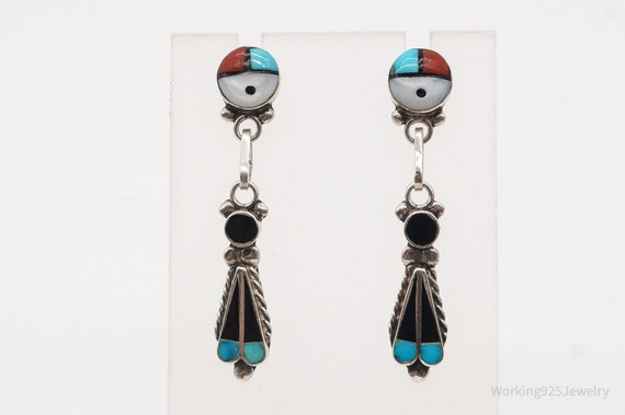 Vintage Native American Zuni Multi Gemstone Silve… - image 3