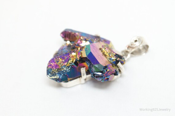 Vintage Large Rainbow Aura Quartz Sterling Silver… - image 7