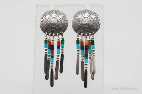 Vintage Native American Multi Gem Bead Sterling S… - image 3