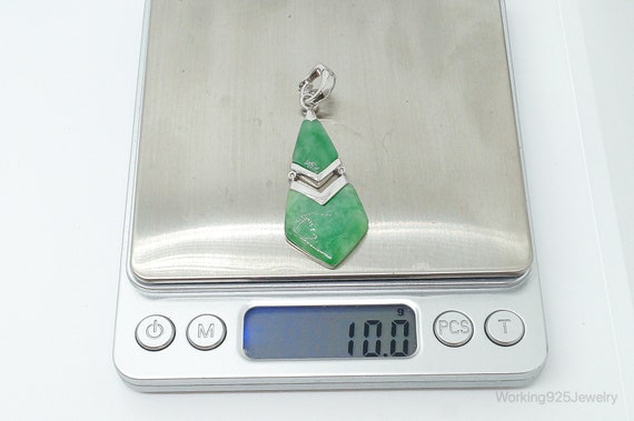 Designer BBJ Green Jade Sterling Silver Pendant - image 6