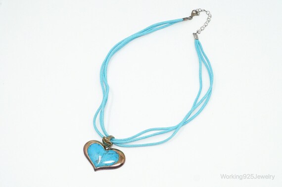 Designer SX Turquoise Heart Sterling Silver Cord … - image 4