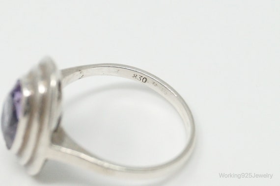 Vintage Modernist Amethyst 830 Silver Ring - Size… - image 6