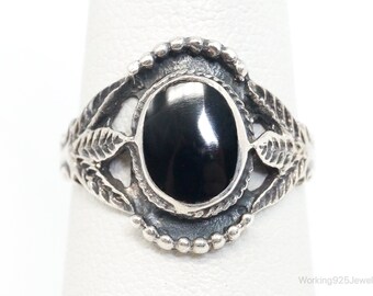 Vintage Black Onyx Sterling Silver Ring - Size 6.25