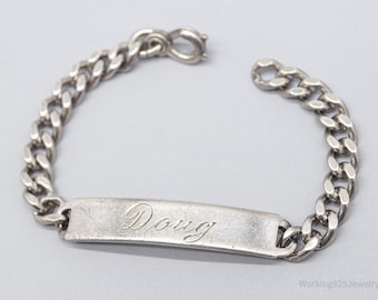 Antique Elco "Doug" Name ID Bar Sterling Silver Bracelet