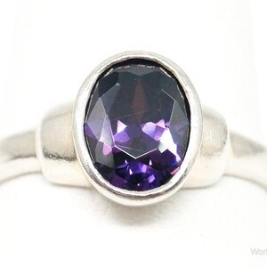 Vintage Amethyst Sterling Silber Ring - Größe 25