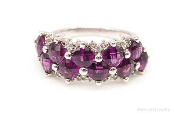 Vintage Designer Pink Topaz Cubic Zirconia Sterli… - image 4