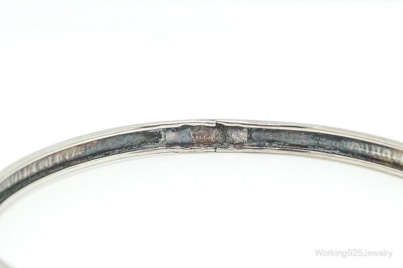Antique Floral Pattern Sterling Silver Bangle Bra… - image 4
