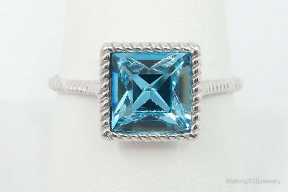 Vintage Designer Large Blue Crystal Sterling Silv… - image 2