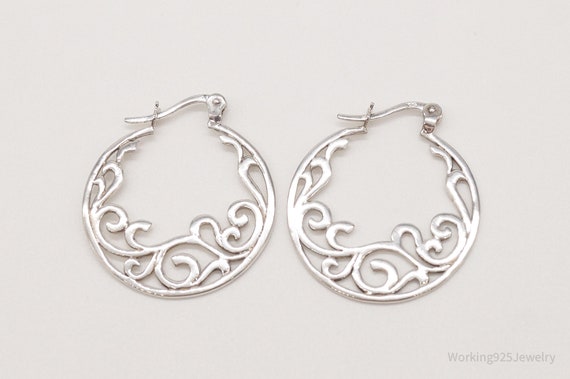 Vintage Art Nouveau Vines Sterling Silver Earrings - image 5