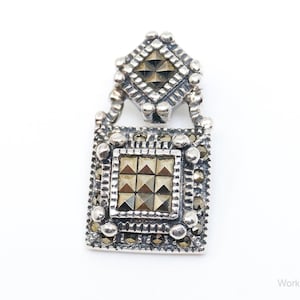 Vintage Judith Jack Marcasite Art Deco Sterling Silver Pendant