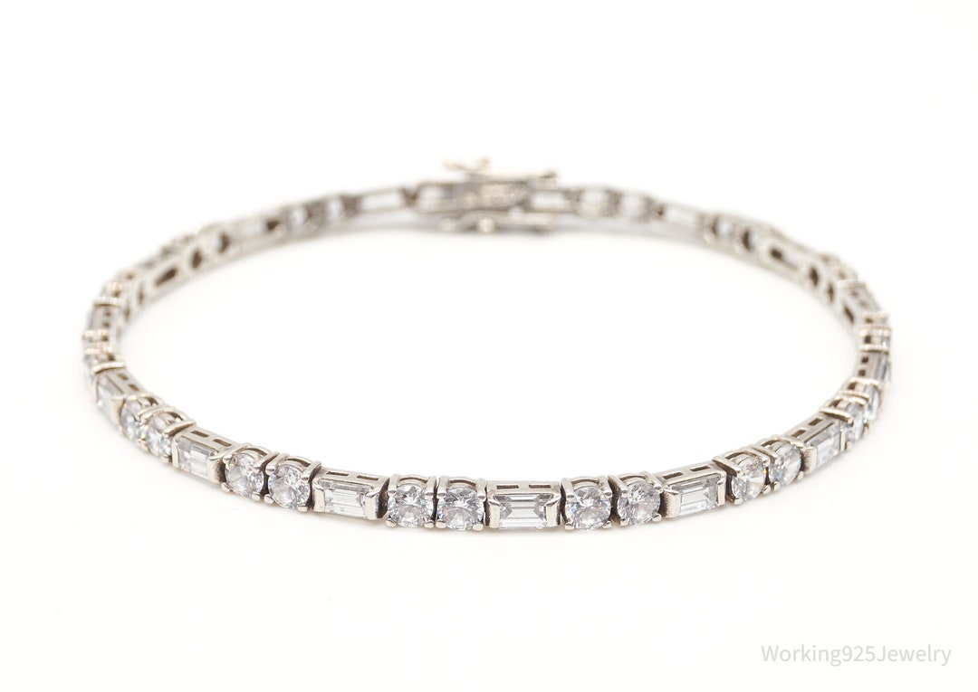 Vintage DQCZ Cubic Zirconia Sterling Silver Tennis Bracelet Etsy
