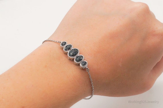 Vintage Blue Diamond Sterling Silver Bracelet - image 8