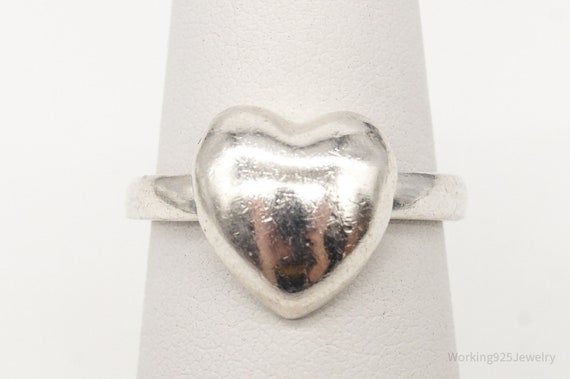 Vintage Sliding Heart Sterling Silver Ring - Size… - image 2