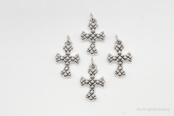 Vintage Puffy Hollow Cross Sterling Silver Pendan… - image 4