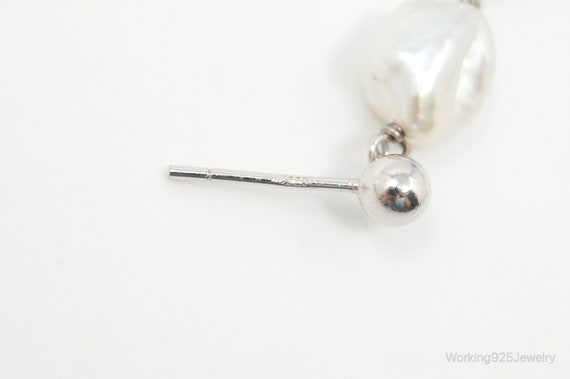 Vintage Pearl Dangle Sterling Silver Earrings - image 5