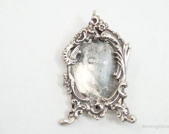 Antique Photo Picture Frame Sterling Silver Brooch Pin