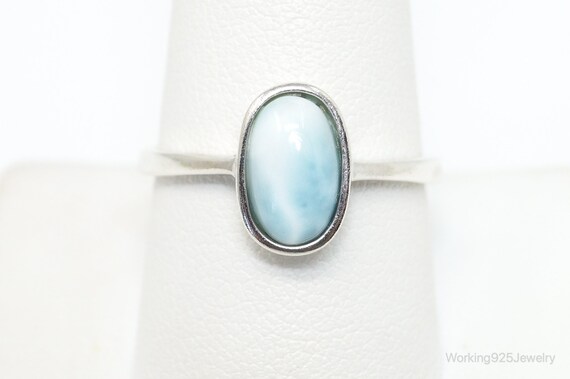 Vintage Blue Larimar Sterling Silver Ring - Size … - image 2
