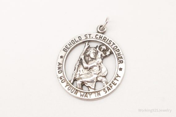 Vintage Saint Christopher Sterling Silver Pendant - image 2
