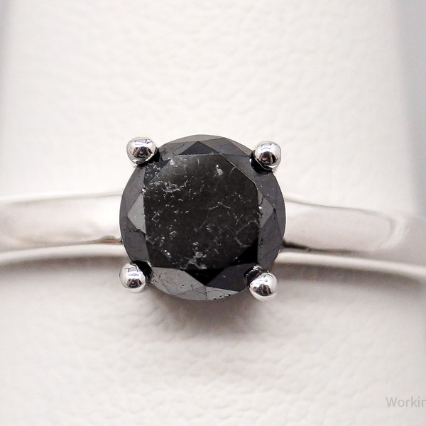 JTV JS Black Diamond Platinum Over Sterling Silver Ring - Size 7