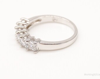 Vintage Cubic Zirconia Sterling Silver Statement Ring - Size