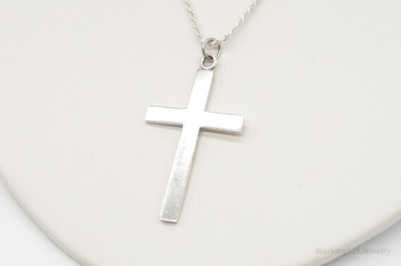 Vintage Large Designer HBF Cross Sterling Silver Necklace Etsy