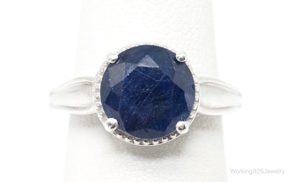 Vintage Art Deco Style Sapphire Sterling Silver R… - image 1