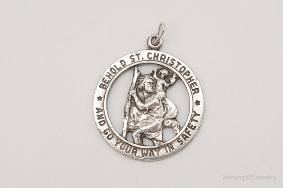 Vintage Saint Christopher Sterling Silver Pendant - image 5