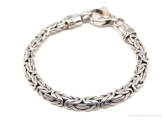 Vintage Designer Byzantine Chain Sterling Silver … - image 1