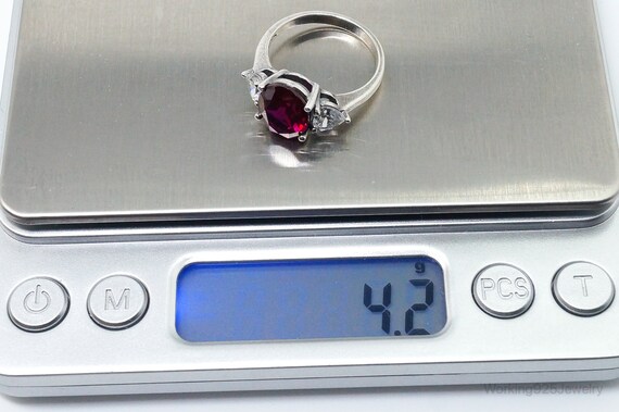 Vintage Large Lab Ruby DQCZ Sterling Silver Ring … - image 8