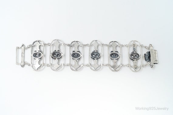 Antique Mask Sterling Silver Panel Bracelet - image 7