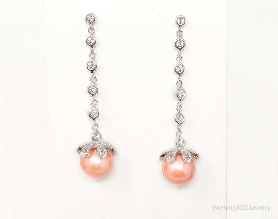 Italian Designer Peach Pearl Cubic Zirconia Sterl… - image 1