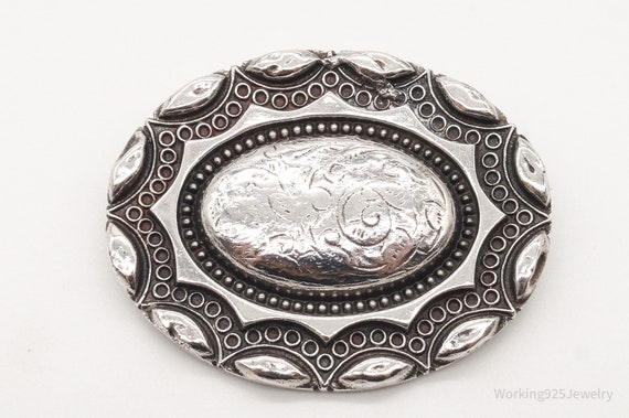 Antique Art Nouveau Silver Floral Pin Brooch - image 2