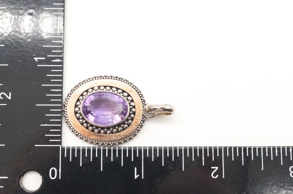 Large Vintage Amethyst Two Tone Sterling Silver P… - image 10