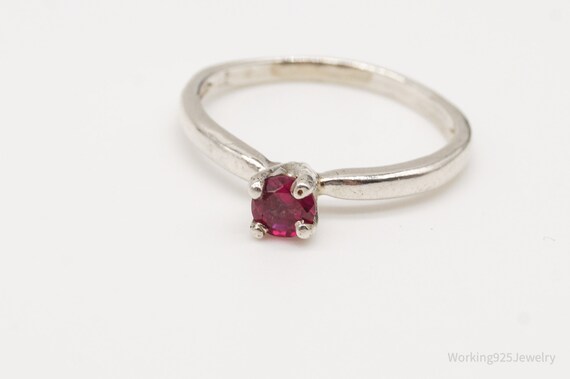 Vintage Ruby Silver Ring - Size 4 - image 3