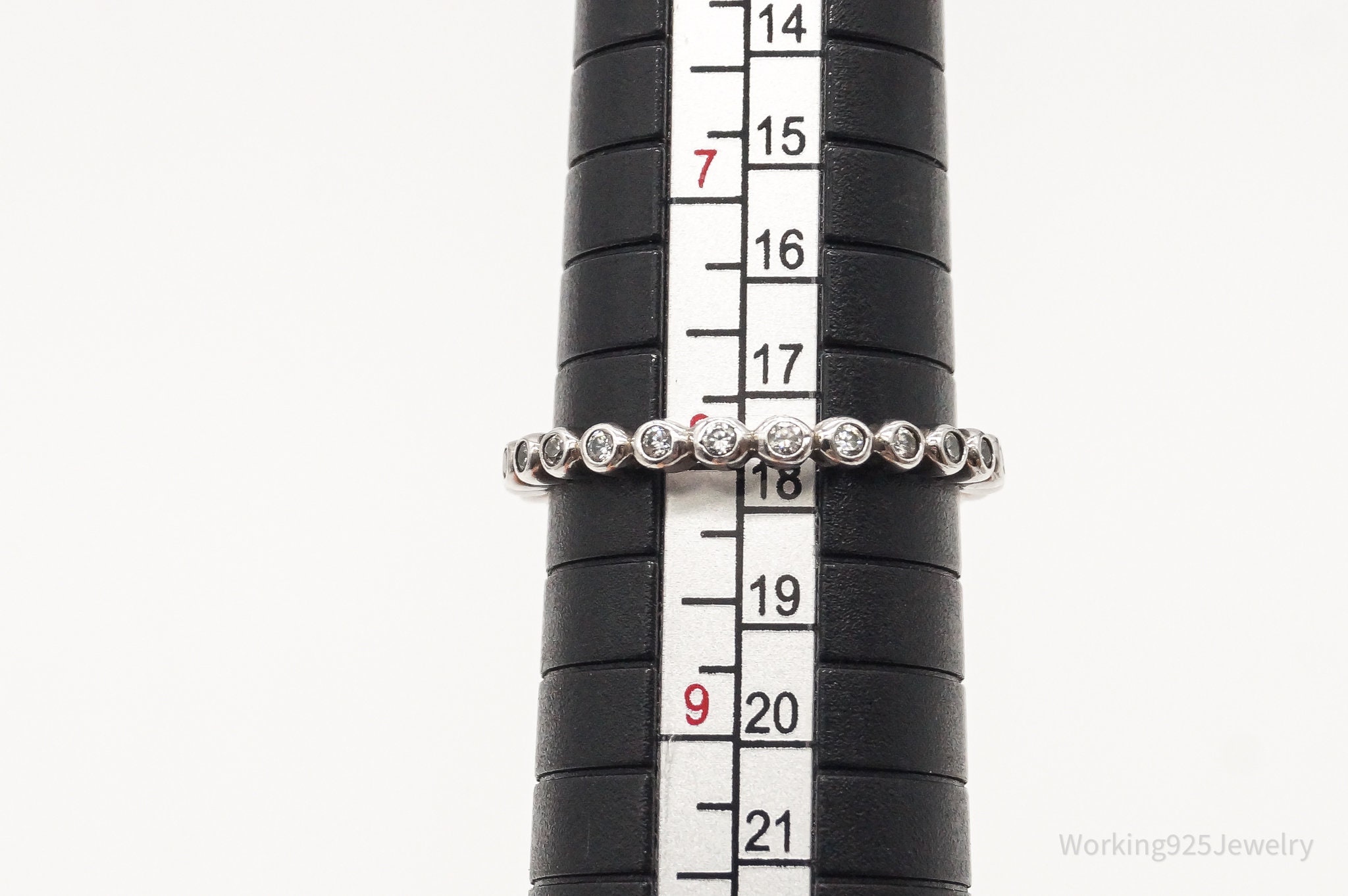 Vintage Cubic Zirconia Sterling Silver Band Ring - Size 8 - Etsy