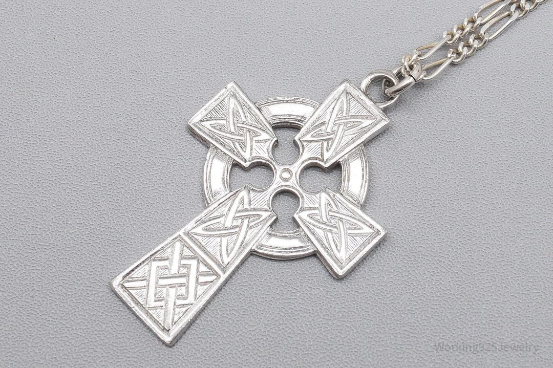 Vintage Celtic Cross Sterling Silver Necklace 18" - Etsy