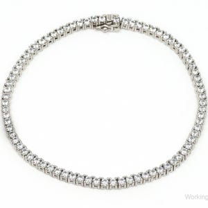 Vintage Cubic Zirconia Sterling Silver Tennis Bracelet