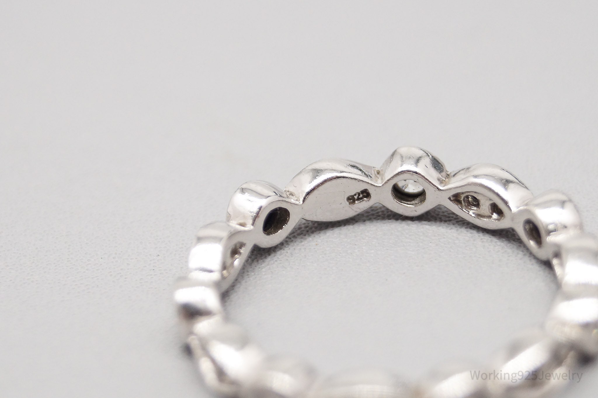 Vintage Cubic Zirconia Sterling Silver Band Ring - Size 8 - Etsy Vintage Cubic Zirconia Sterling Silver Band Ring - Size 8 - Etsy