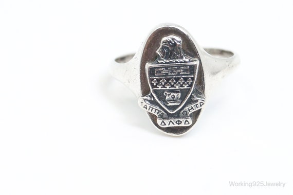 Vintage Rare College Ring Sterling Silver - Size 4 - image 4