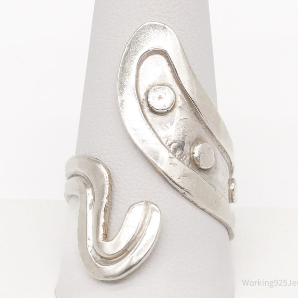 Vintage Mexico Modernist A Cazares Sterling Silver Wrap Ring Size 10.5